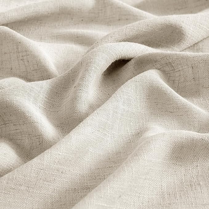 MIULEE Cream Linen Curtains 63 Inch Length 2 Panels - Image 4