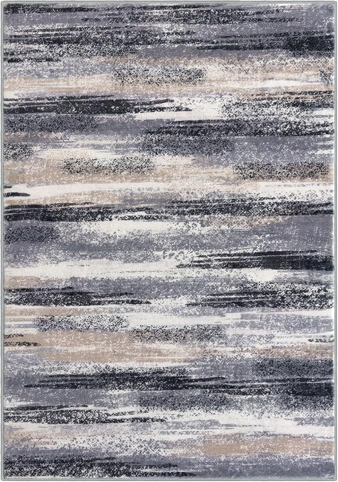 Lansny Modern Abstract 9x12 Large Machine Washable Living Room Rug Non-Slip - Image 9