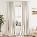 Guken 100% Blackout Cream Linen Curtains 40 Inch Wide by 90 Inch 2 Panels Set by Guken