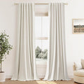 Guken Cream 100% Blackout Linen Curtains 38 Inch Wide by 90 Inch by Guken