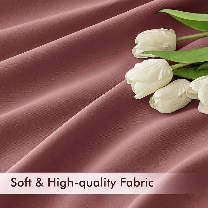 MIULEE Dusty Rose Back Tab Blackout Curtains 52x102 Inch Long 2 Panels Set | - Image 6