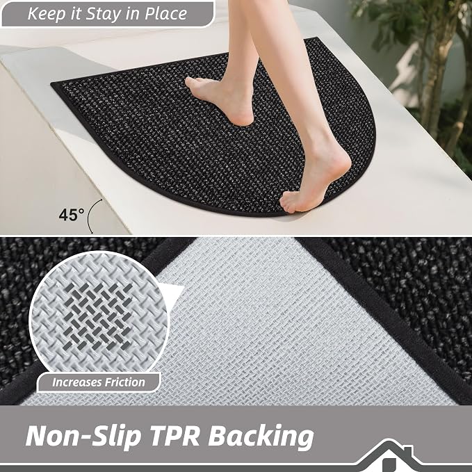 BEQHAUSE Dirt Trapper Door Mat 32" x 48" Half Circle Non Slip Rugs, Absorbent - Image 4