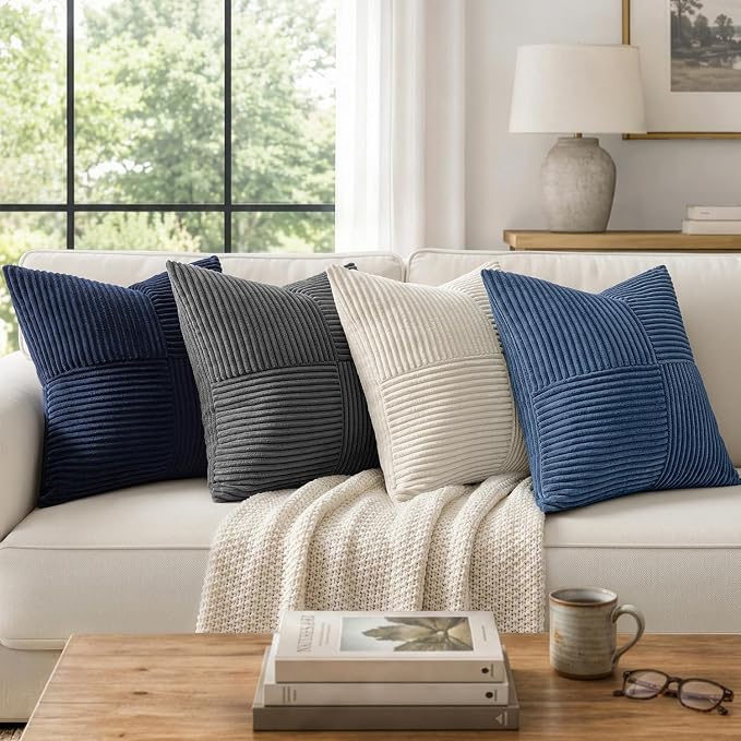 MIULEE Grey Decorative Euro Sham Pillow Covers 24x24 Inch 2 Pack | Boho - Image 5