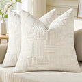 decorUhome Summer Cream White Chenille Throw Pillow Covers 20x20 Set of 2 by decorUhome