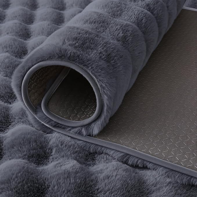 Gray Rabbit Plush Rug 5'x8', Fluffy Shaggy Area Rug - Image 7
