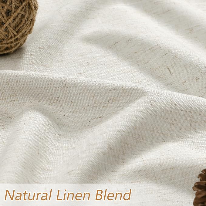 100% Blackout Linen Curtains for Bedroom 94 Inches Long Natural Cream Black Out - Image 6