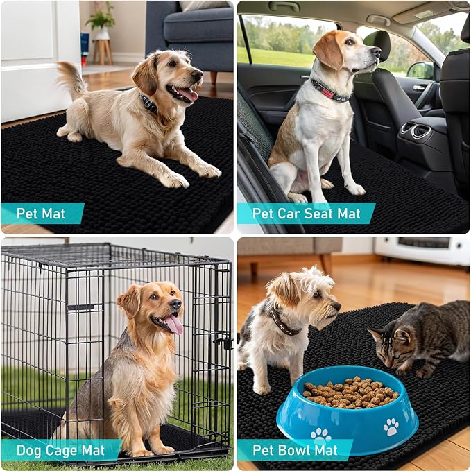 OLANLY Dog Door Mat for Muddy Paws 70x46, Super Absorbent Chenille Mud Mat | - Image 7