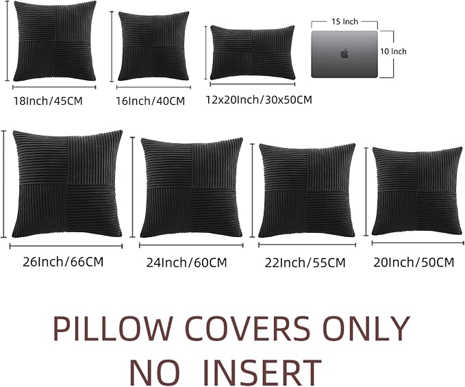 Fancy Homi 2 Packs Black Big Decorative Throw Pillow Covers 24x24 Inch - Image 6