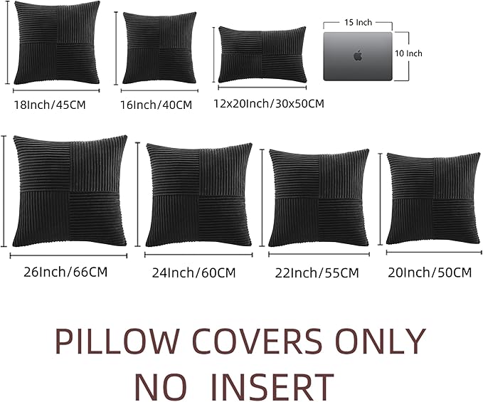 Fancy Homi 2 Packs Black Euro Decorative Throw Pillow Covers 28x28 Inch - Image 6