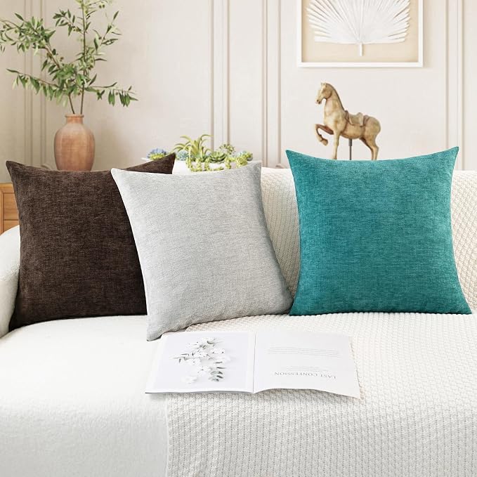 CaliTime Throw Pillow Covers Decorative 22 X 22 Inches Pack of 2 Cozy Chenille - Image 5