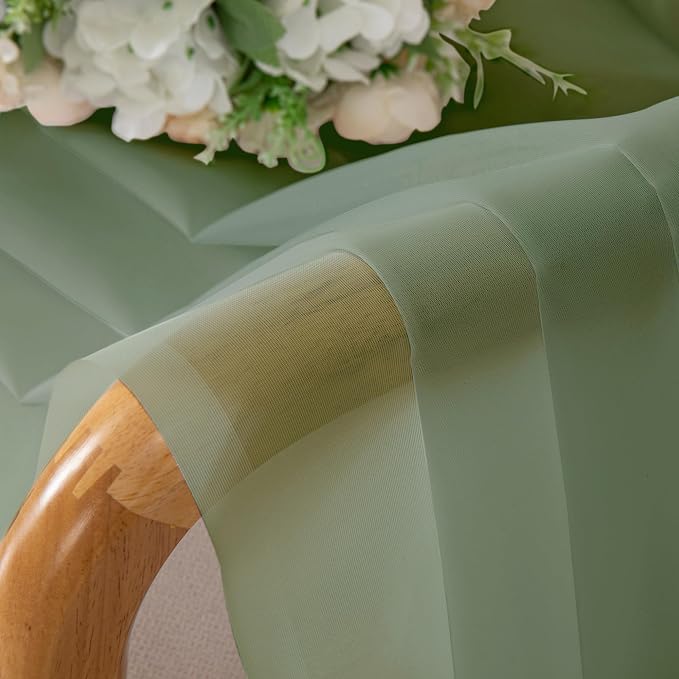 Simplebrand Sage Green Sheer Curtains 90 Inches Long 2 Panels, Light Filtering - Image 8