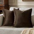 GIGIZAZA Brown Velvet Pillow Covers 18x18, Square Solid Throw Pillow Covers by GIGIZAZAFocusingonhomedecoration