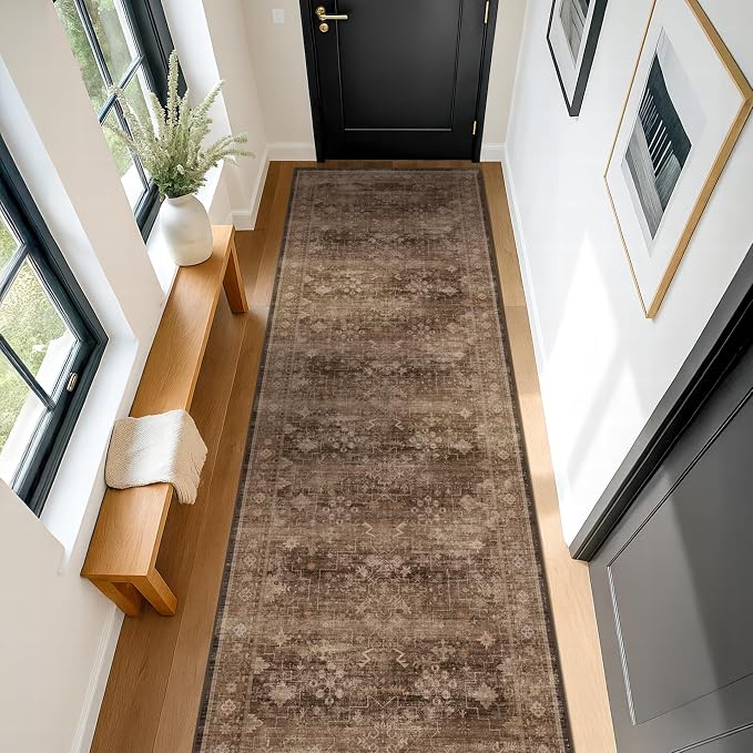 Brown Washable Long Runners for Hallways, 3x8 Wide Kitchen Runner Rug, Entryway - Image 3
