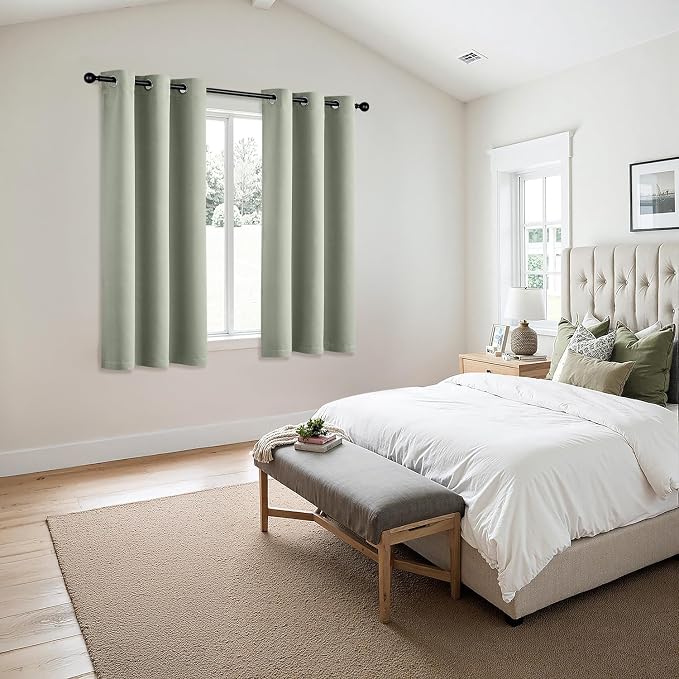 MIULEE Blackout Curtains for Bedroom 2 Panels 40 x 45 Inch Long Sage Green | - Image 6
