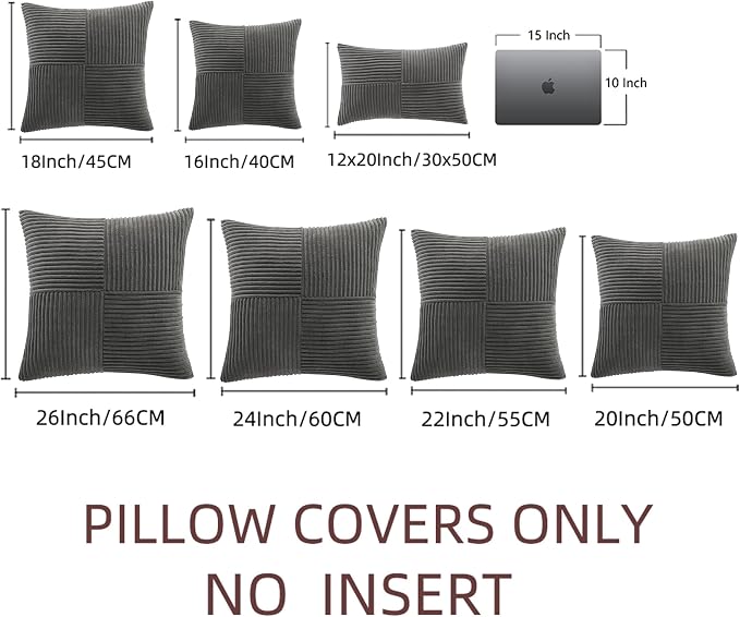 Fancy Homi 2 Packs Dark Gray Decorative Throw Pillow Covers 20x20 Inch - Image 8