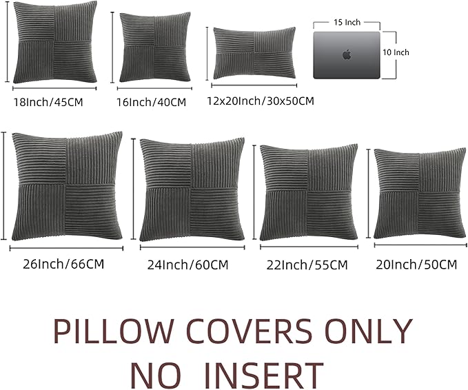 Fancy Homi 2 Packs Dark Gray Decorative Throw Pillow Covers 22x22 Inch - Image 7