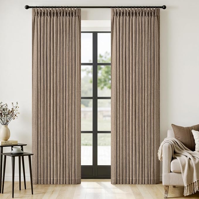 MIULEE Pinch Pleated Thick Linen Curtains 96 Inches Long 2 Panels by MIULEE