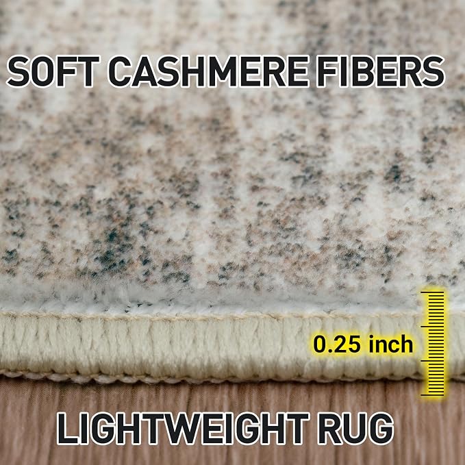 5x7 Area Rugs for Living Room: Washable Abstract Brown Black Badroom Carpet | - Image 8