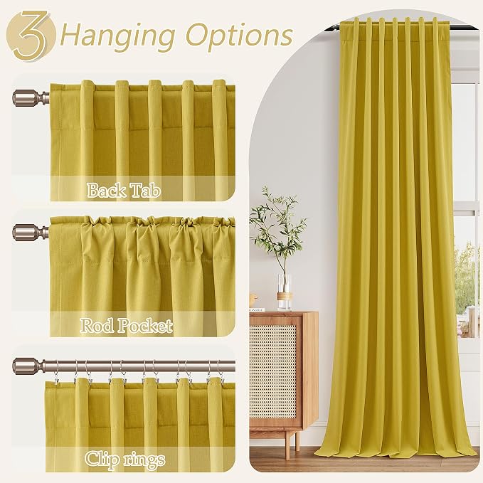 Guken 100% Blackout Curtains 90 Inch Length 2 Panels Set - Image 4