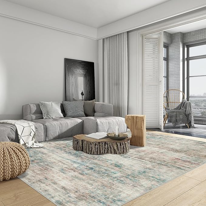 9x12 Area Rugs for Living Room: Washable Abstract Multi Color Carpet | Non-slip - Image 4