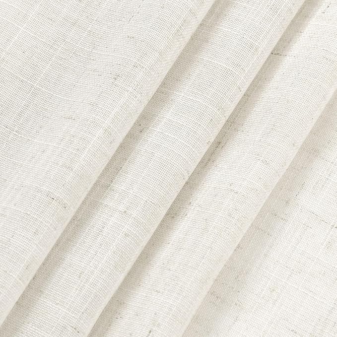 Cream Linen Back Tab Rod Pocket Curtains 50 Inch Length - Image 7