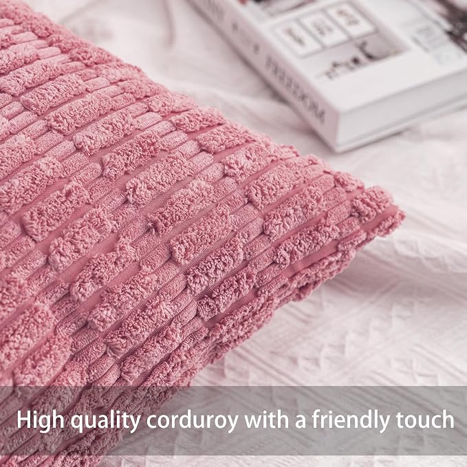Aegero Pack of 2 Corduroy Decorative Throw Pillow Covers 18x18 Inch - Image 2