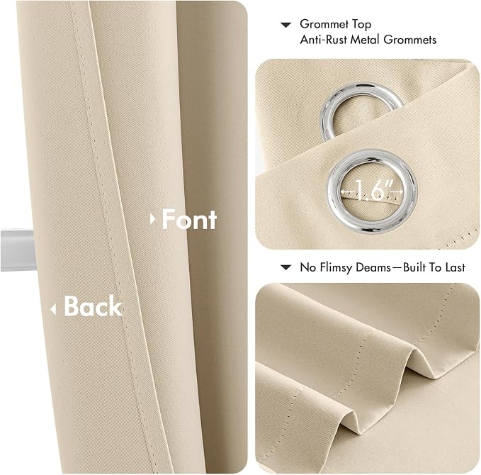 MIULEE Blackout Curtains for Bedroom 2 Panels 29 x 40 Inch Long Cream Beige | - Image 4