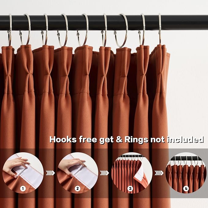 96 Inch Copper Burnt Orange Blackout Curtains - Image 2