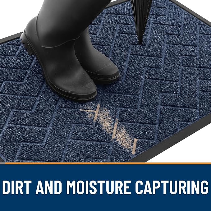 OLANLY Front Door Mat Outside 59x34, All-Season Absorbent Rubber Doormat | Blue - Image 7