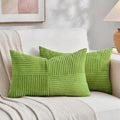Fancy Homi Set of 2 Lime Green Lumbar Decorative Throw Pillow Covers 14x22 Inch by Fancy+Homi