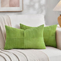 Fancy Homi Set of 2 Lime Green Lumbar Decorative Throw Pillow Covers 14x24 Inch by Fancy+Homi
