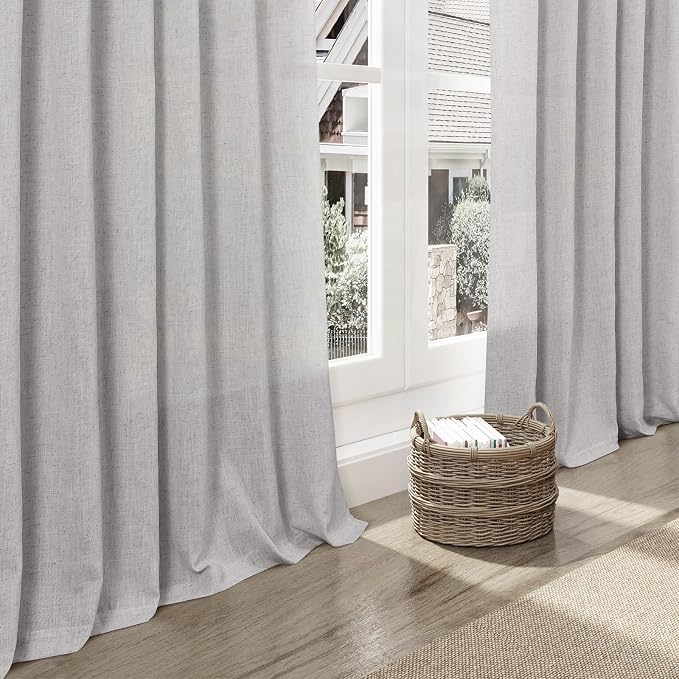 Nanspring Grey Linen Curtains 120 Inch Extra Long - Image 6