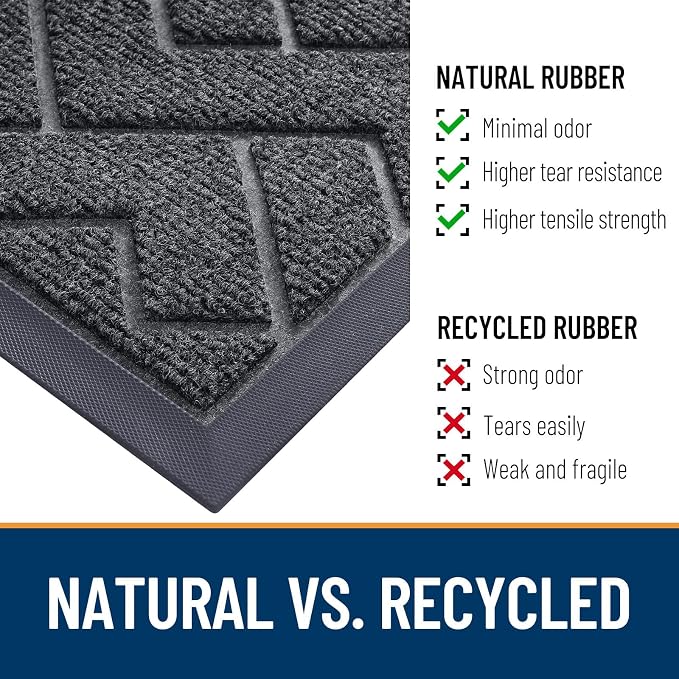 OLANLY Front Door Mat Outside 59x23, All-Season Absorbent Rubber Doormat | Grey - Image 5