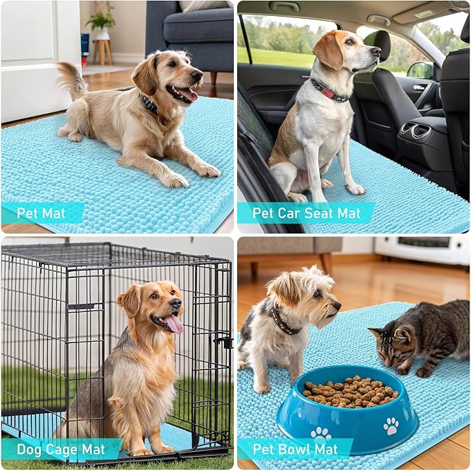 OLANLY Dog Door Mat for Muddy Paws 47x32, Super Absorbent Chenille Mud Mat | - Image 7
