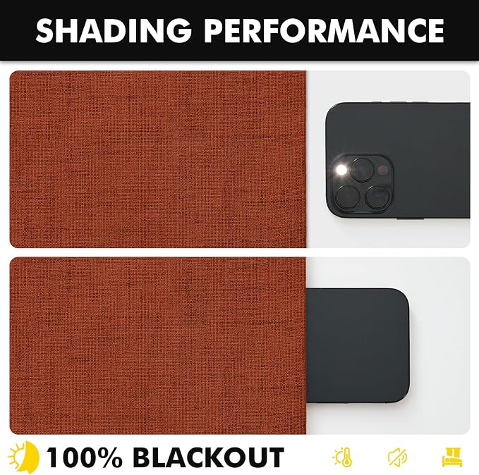 MIULEE Fall 100% Blackout Linen Curtains 42 x 90 Inch Burnt Orange 2 Panels | - Image 7