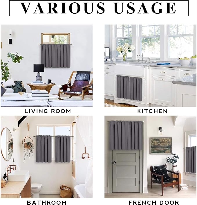 RYB HOME Short Grey Blackout Curtains - Image 7
