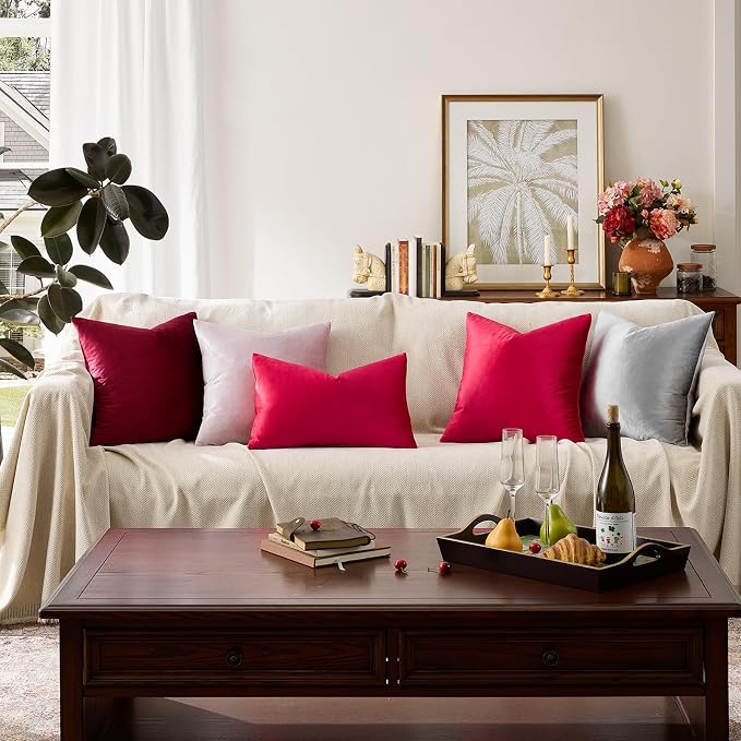 GIGIZAZA Decorative Throw Pillow Covers 16x16, Velvet Sofa Boho Cushion Pillows - Image 4