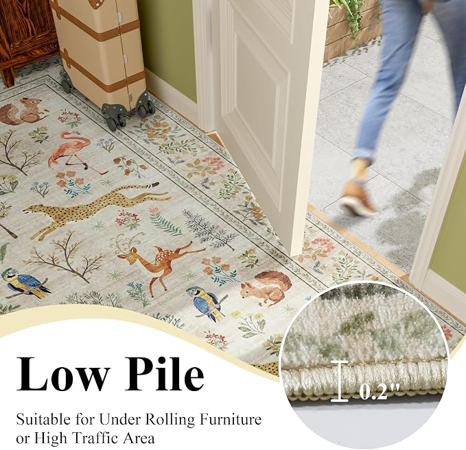 DUKINO 4x5 Area Rug, Washable Animal Rug - Image 7