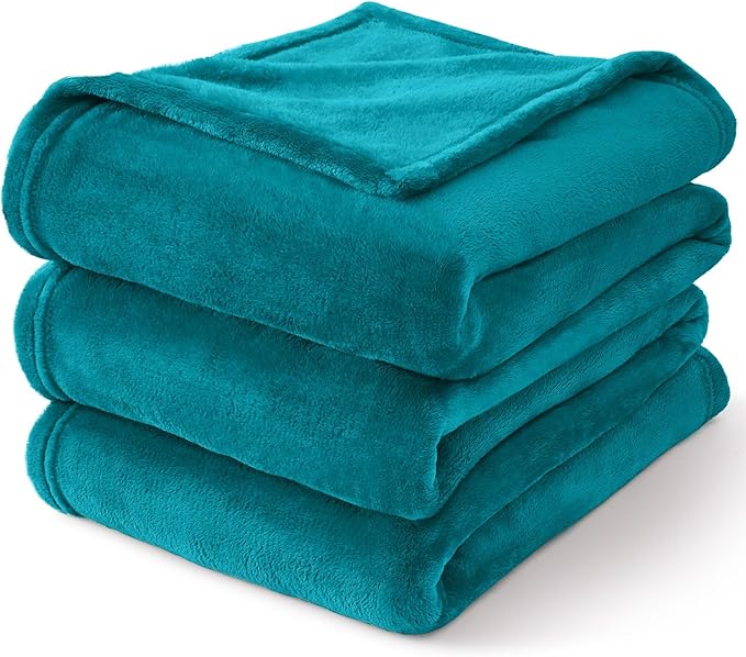BEDELITE Fleece Blanket Soft Plush King Size Bed Blanket Teal Blue 108"x90" | - Image 8