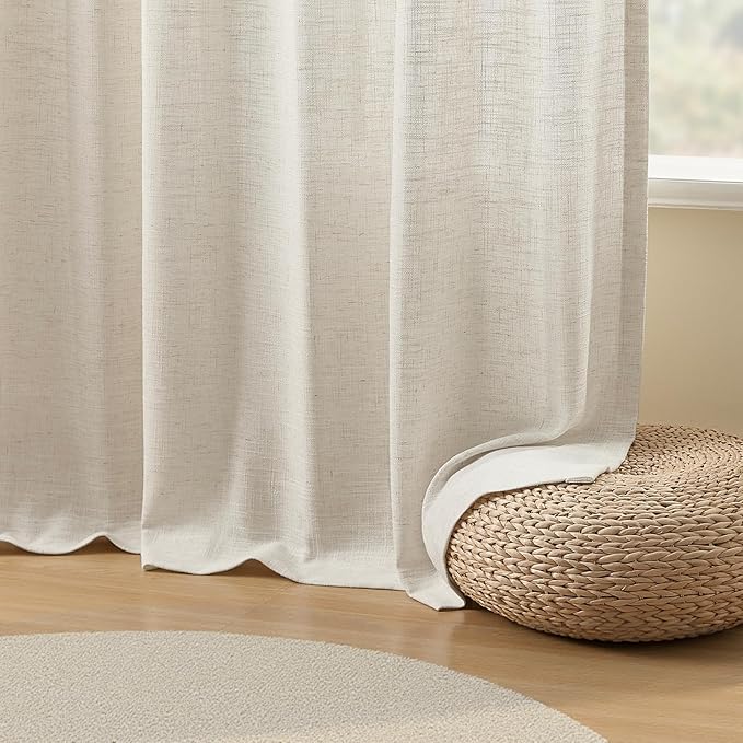 70 Inch Extra Width Pinch Pleated Curtains, Memory Trained Pleated Linen Sheer - Image 5