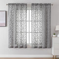 Lecloud Leia Charcoal Grey Sheer Curtains 63 Inch Length 2 Panels, Rustic Light by Lecloud