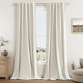 Guken Cream 100% Blackout Linen Curtains 38 Inch Wide by 84 Inch by Guken