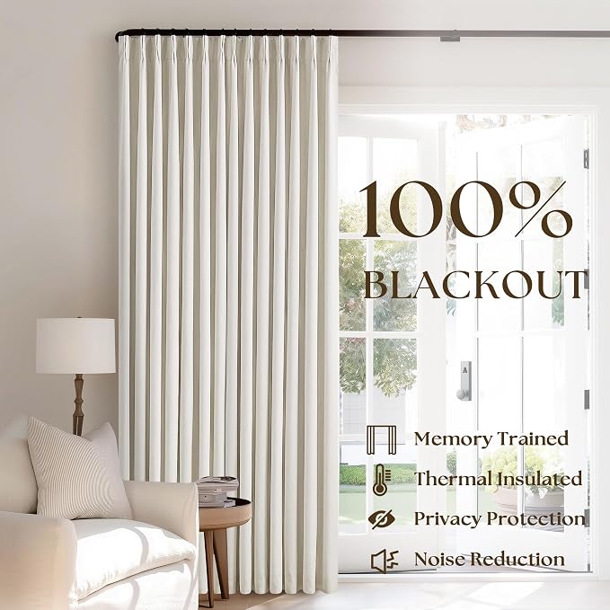 102 Inches Long Pinch Pleated Linen Blackout Curtains - Image 3