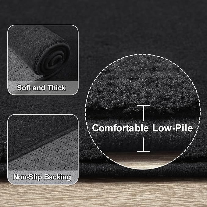 Amearea Modern Washable Runner Rugs, 2x4 Feet Black Bedroom Runner Rug - Image 3