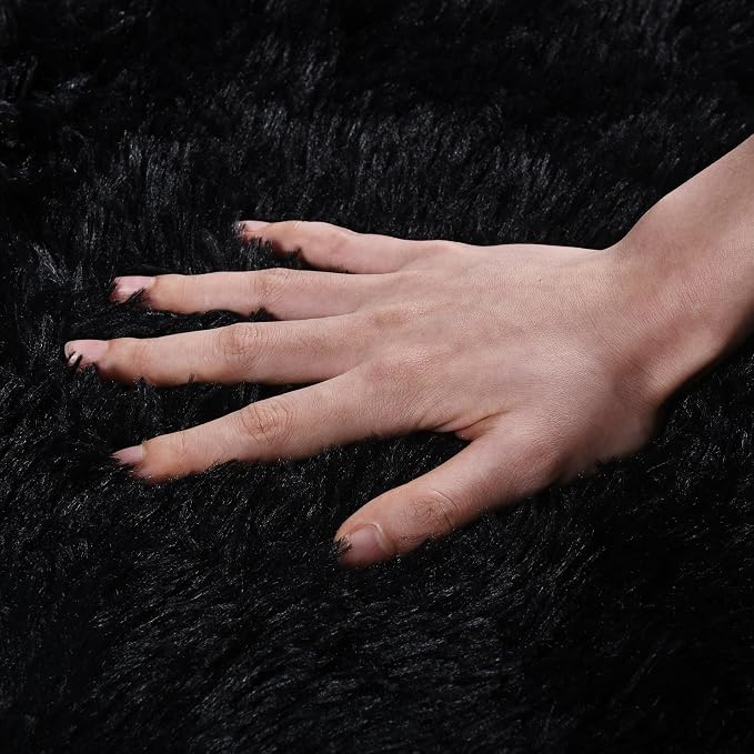 Black Rug for Bedroom, Soft Shaggy Modern Shag 4x6 Area Rugs for Living Room - Image 4