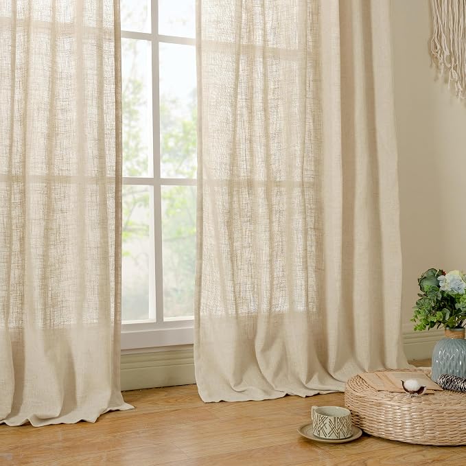 LAMIT Light Filtering Linen Curtains 72 Inches Long - Image 9