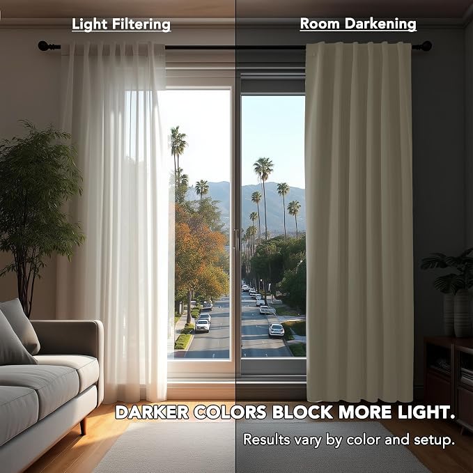 Deconovo Blackout Curtains, Thermal Insulated, W70 x L95 2 Panels, Back Tab - Image 3