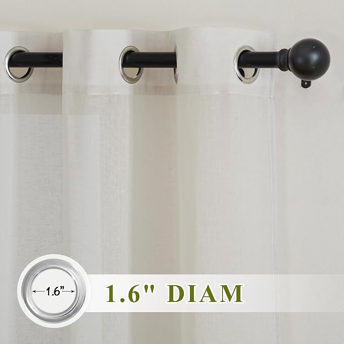 NICETOWN Bedroom Curtains Linen Blend 90 inches Long, Grommet Privacy Semi - Image 2