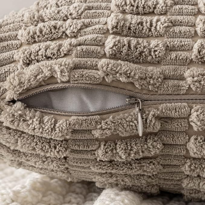 MIULEE Euro Sham Corduroy Decorative Throw Pillow Covers 24x24 Light Brown | - Image 7