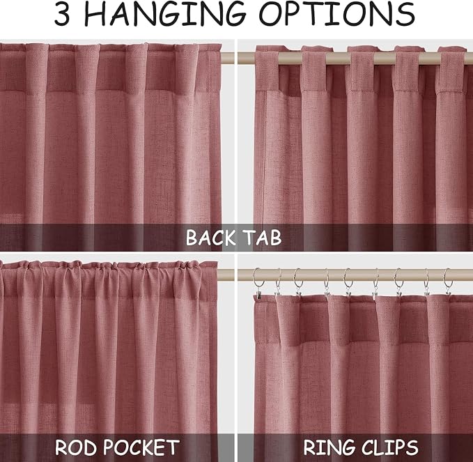 Canyon Rose Linen Curtains 132 Inch Length - Image 2